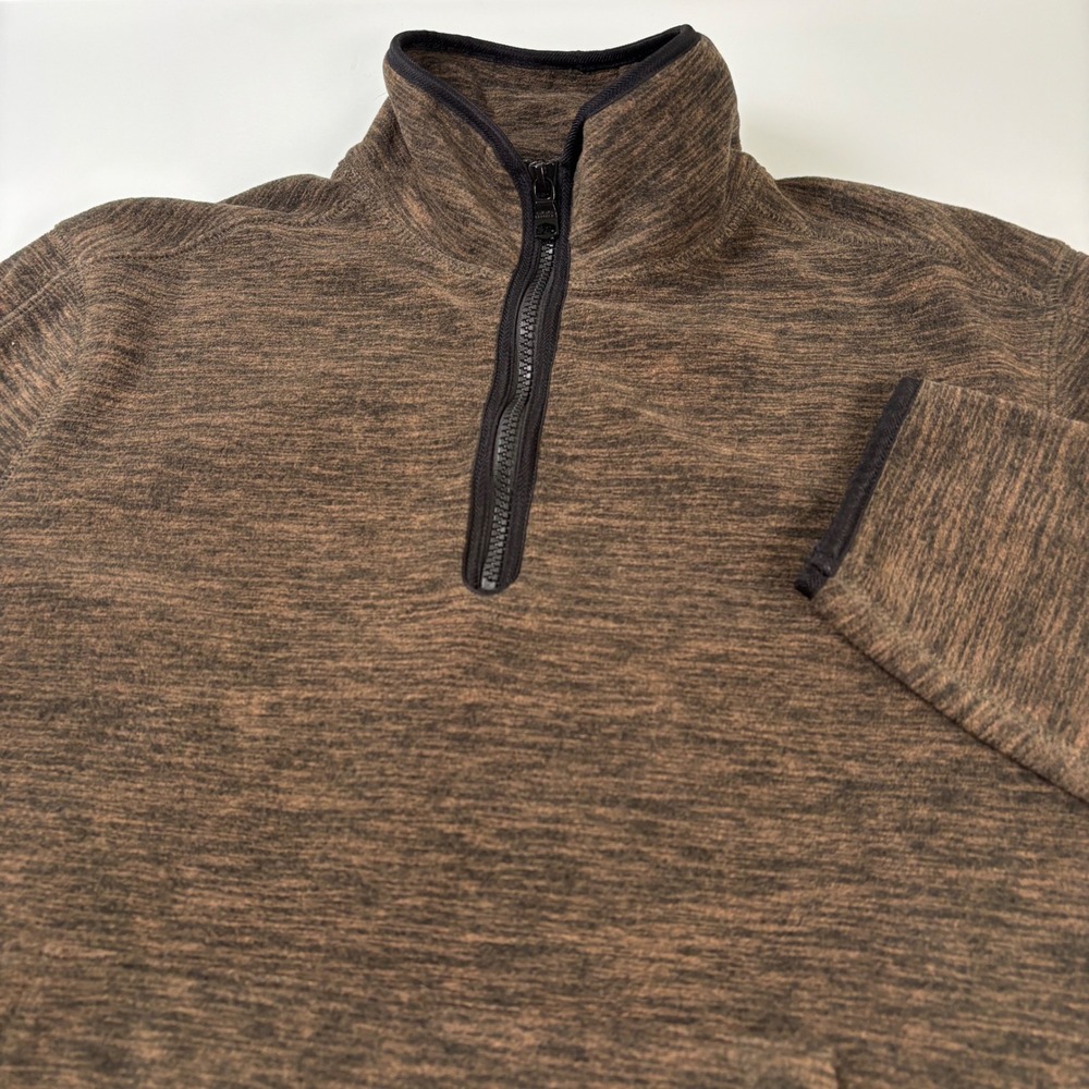 Banana Republic Men M Brown Quarter Zip Pullover Arctic Fleece Marled Pocket